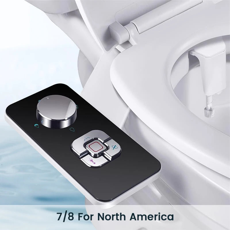 Ultra-Thin Non-Electric Bidet Attachment | Dual Nozzles, Front & Rear Wash
