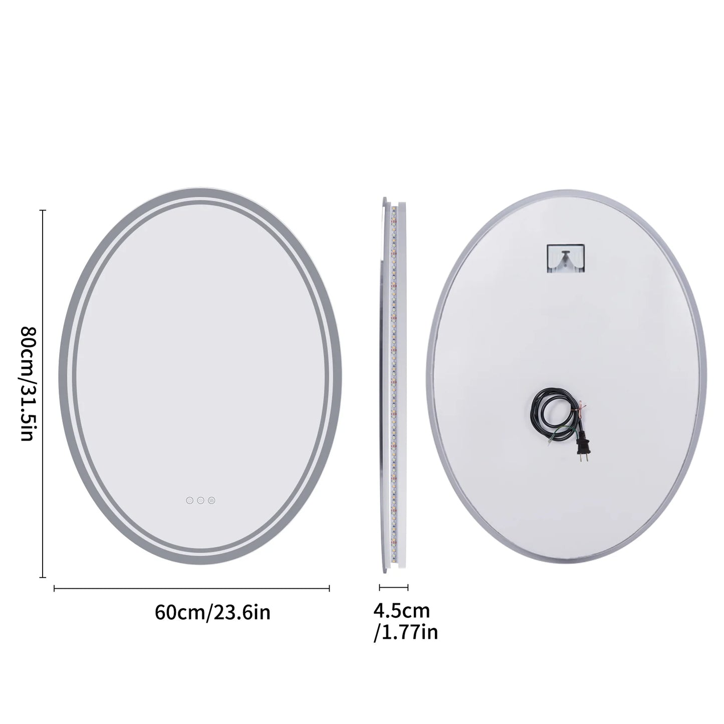 28" / 32" Oval LED Bathroom Mirror – Dimmable Backlit Anti-Fog Lighted Vanity Mirror with Touch Sensor