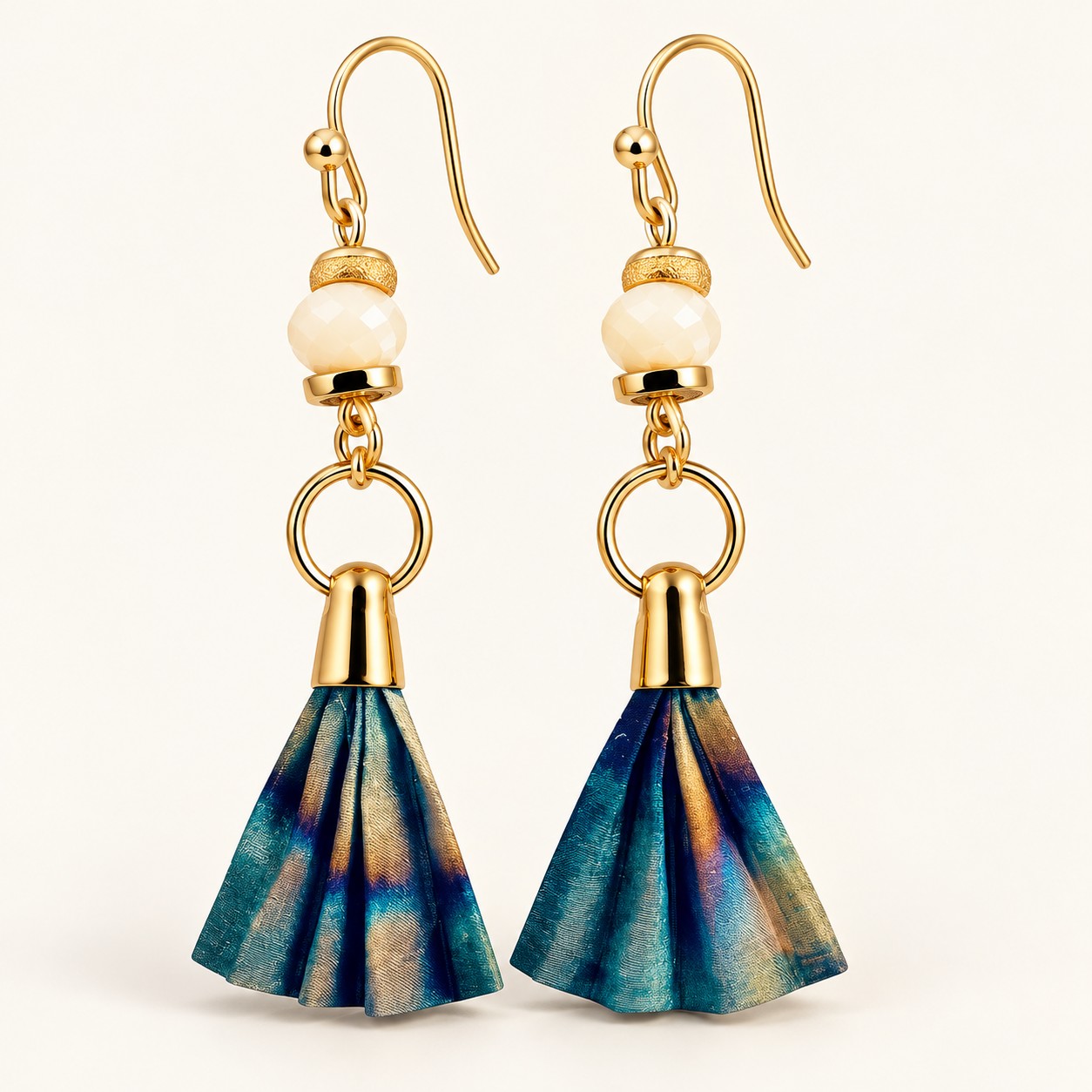 Blue fired stainless steel earrings - שושנה תכשיטים