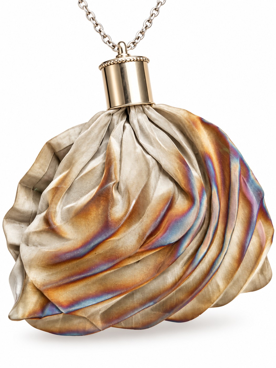 Bottle necklace of fired stainless steel mesh - שושנה תכשיטים