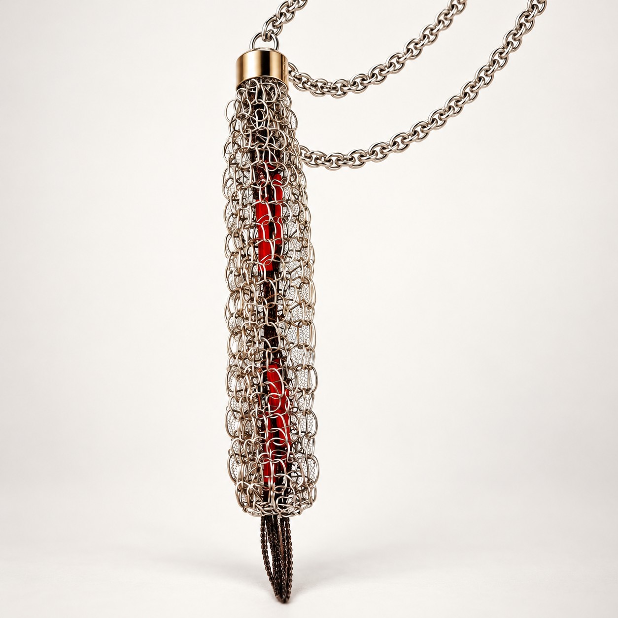 Crocheted stainless steel wire necklace - שושנה תכשיטים