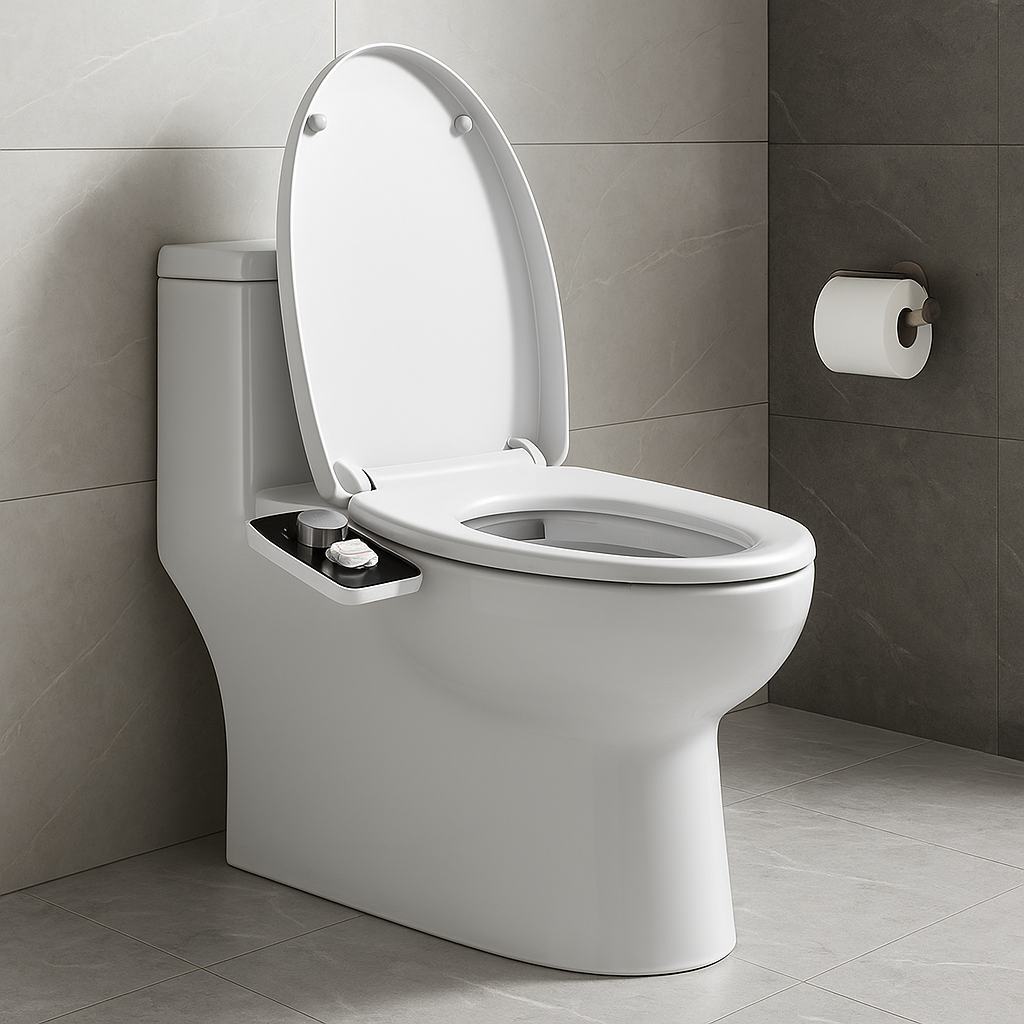 Ultra-Thin Non-Electric Bidet Attachment | Dual Nozzles, Front & Rear Wash
