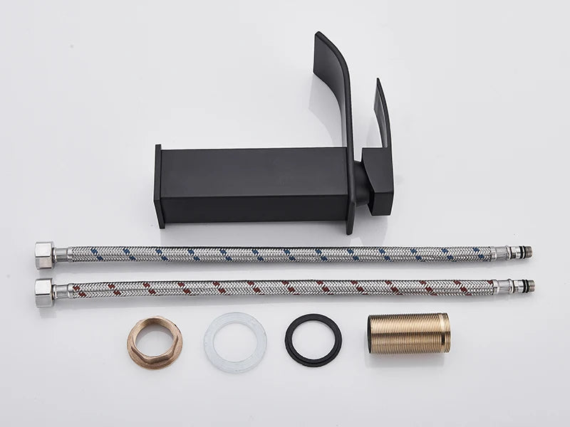 Matte Black Basin Faucet | Single Lever Waterfall Mixer Tap