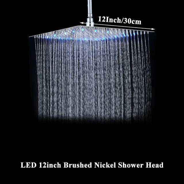 16" LED Rainfall Shower Head – Ultra-Thin Square Brass Bathroom Fixture