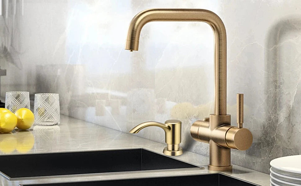 Samodra Nickel & Black Soap Dispenser – Built-In 360 ml Countertop Pump for Kitchen & Bathroom