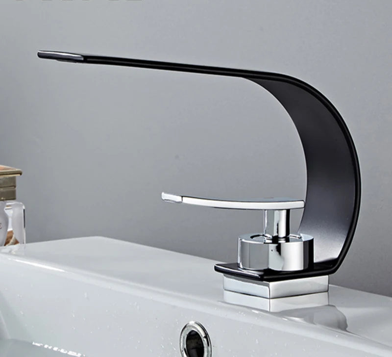 Modern Waterfall Bathroom Basin Faucet – Hot & Cold Mixer Tap, Deck Mounted