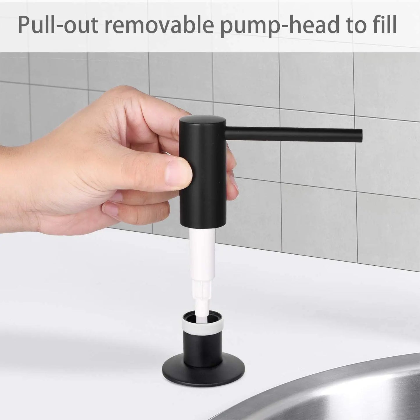 Samodra Black Built-In Soap Dispenser | Brass Pump & 500ml Bottle