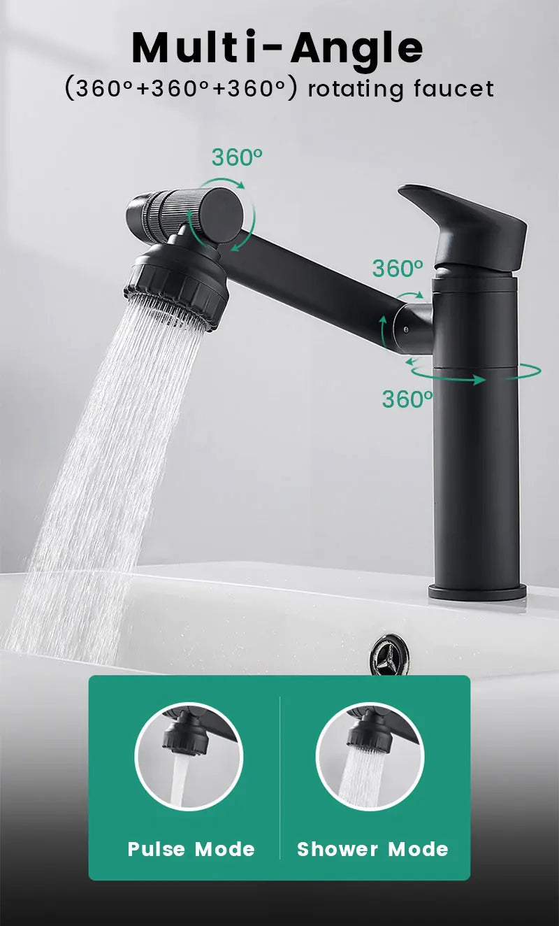 Stainless Steel 1080° Swivel Faucet | Kitchen & Bathroom Mixer Tap