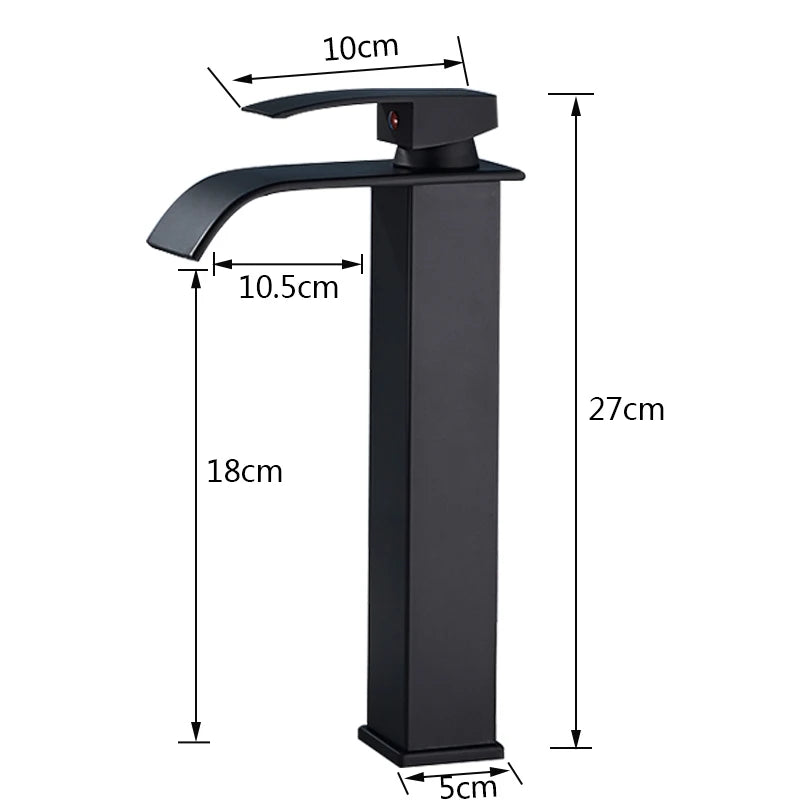 Matte Black Basin Faucet | Single Lever Waterfall Mixer Tap
