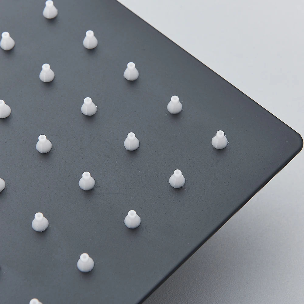 Black Wall Mounted Rainfall Shower System with Concealed Box & Hot/Cold Mixer – SUS304