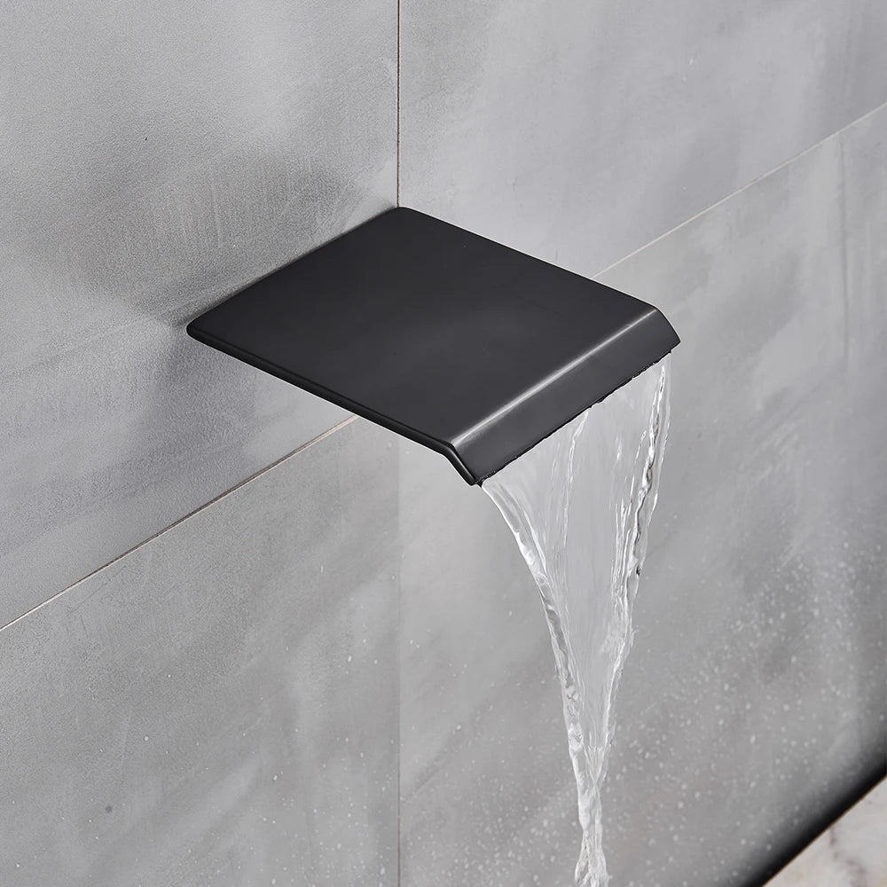 Black Wall Mounted Rainfall Shower System with Concealed Box & Hot/Cold Mixer – SUS304