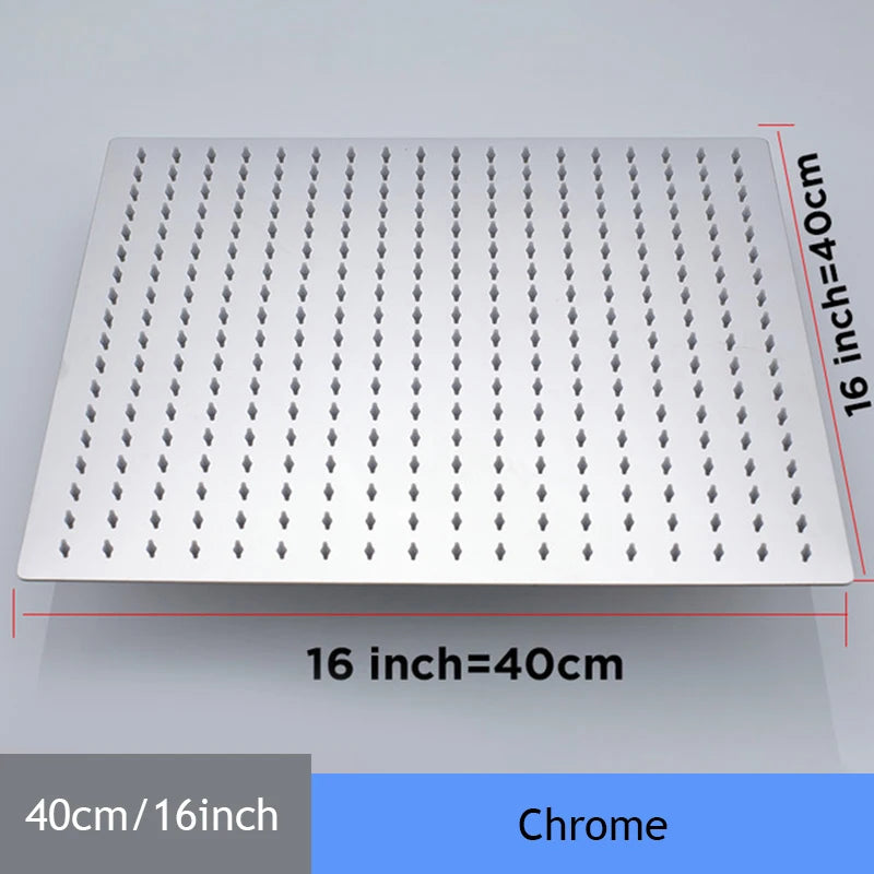 16 Inch Luxury Ultrathin Rainfall Shower Head – Stainless Steel Chrome/Nickel