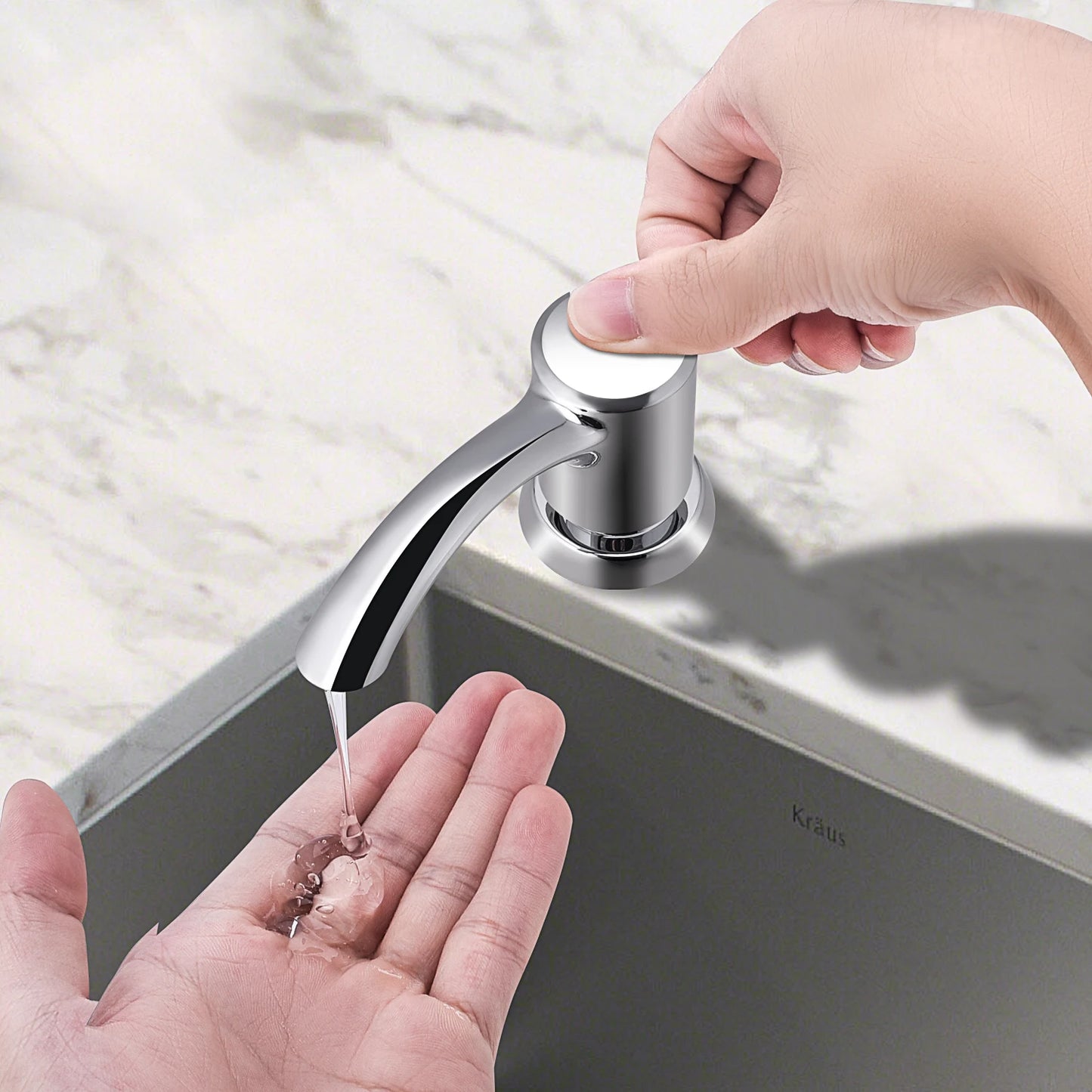 Samodra Nickel & Black Soap Dispenser – Built-In 360 ml Countertop Pump for Kitchen & Bathroom