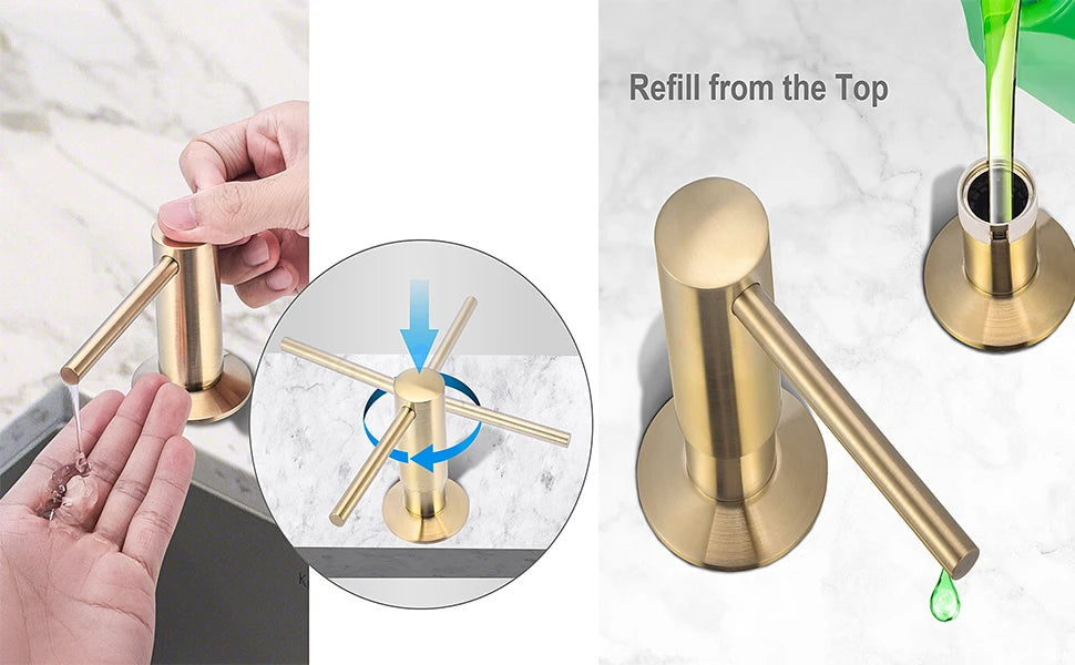 Samodra Black Built-In Soap Dispenser | Brass Pump & 500ml Bottle