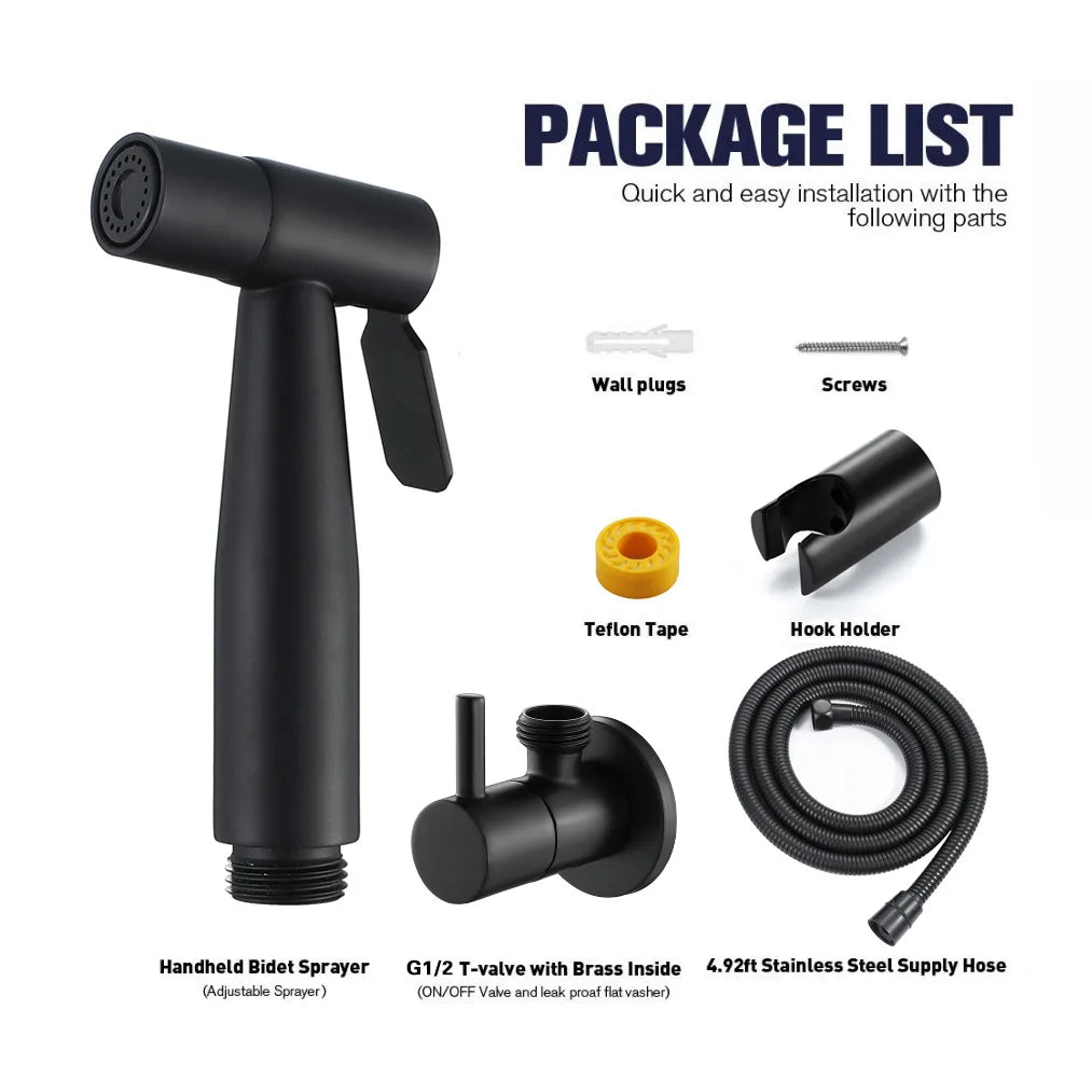 Handheld Toilet Bidet Sprayer | Stainless Steel with Brass Valve