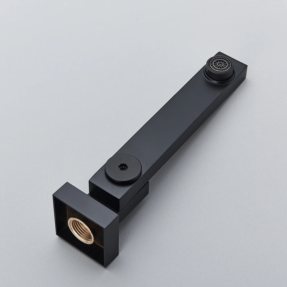 Black Wall Mounted Rainfall Shower System with Concealed Box & Hot/Cold Mixer – SUS304