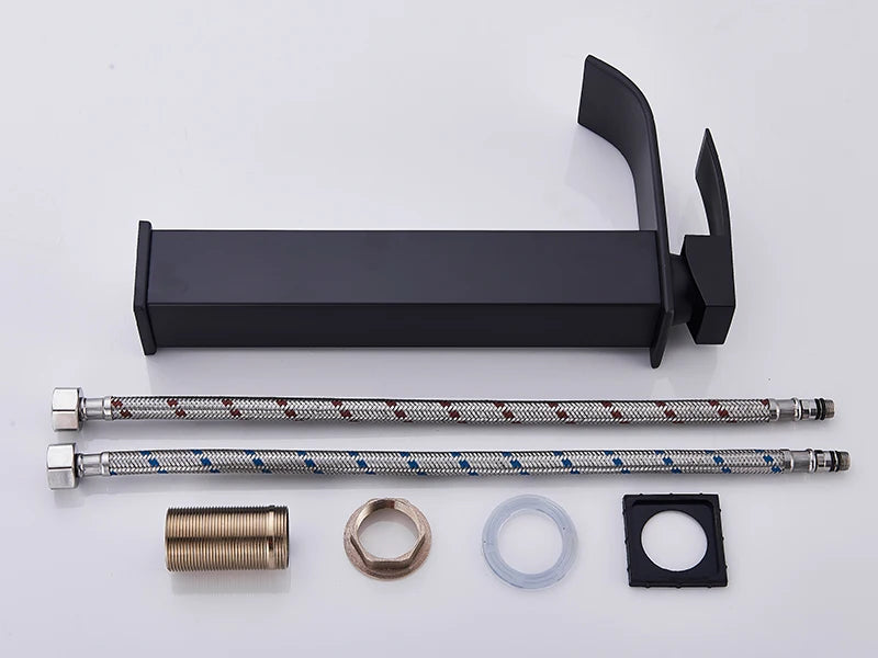 Matte Black Basin Faucet | Single Lever Waterfall Mixer Tap