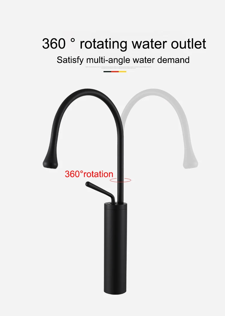 Brushed Gold Basin Faucet Black Faucet Deck Mounted Basin Sink Tap Hot & Cold Mixer Brass Tap for Bathroom