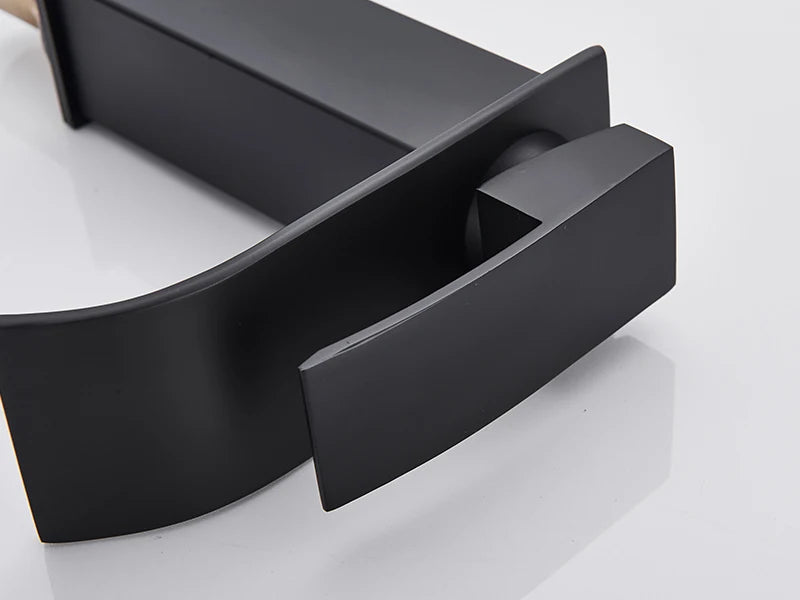 Matte Black Basin Faucet | Single Lever Waterfall Mixer Tap