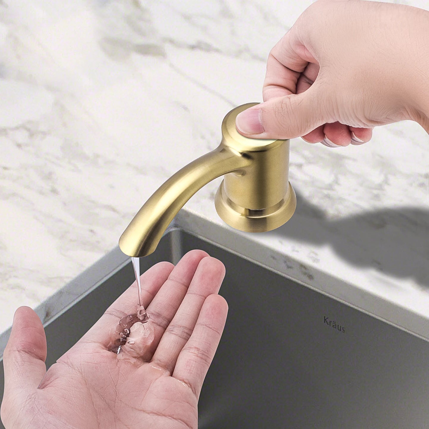 Samodra Nickel & Black Soap Dispenser – Built-In 360 ml Countertop Pump for Kitchen & Bathroom