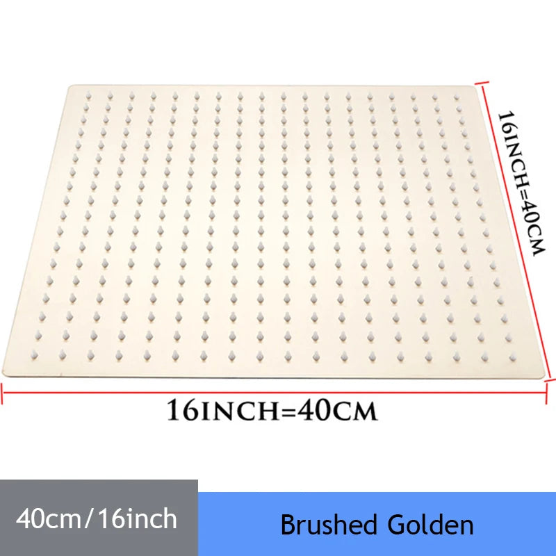 16 Inch Luxury Ultrathin Rainfall Shower Head – Stainless Steel Chrome/Nickel