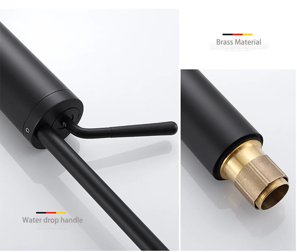 Brushed Gold Basin Faucet Black Faucet Deck Mounted Basin Sink Tap Hot & Cold Mixer Brass Tap for Bathroom