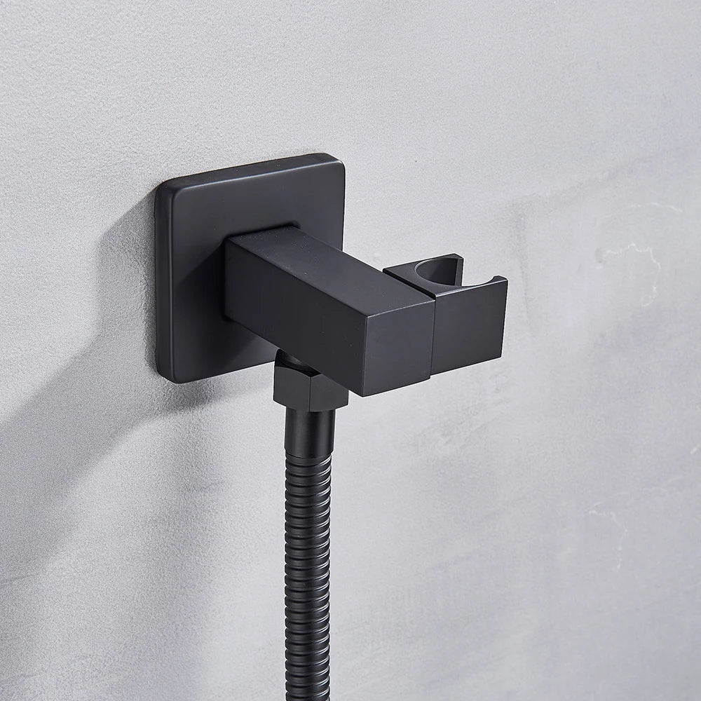 Black Wall Mounted Rainfall Shower System with Concealed Box & Hot/Cold Mixer – SUS304