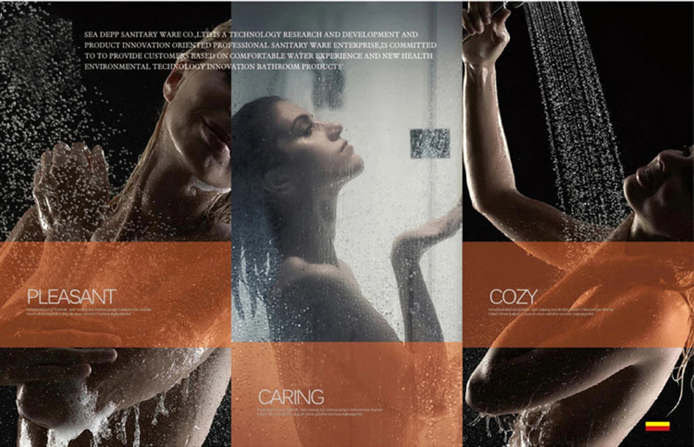 Black Wall Mounted Rainfall Shower System with Concealed Box & Hot/Cold Mixer – SUS304