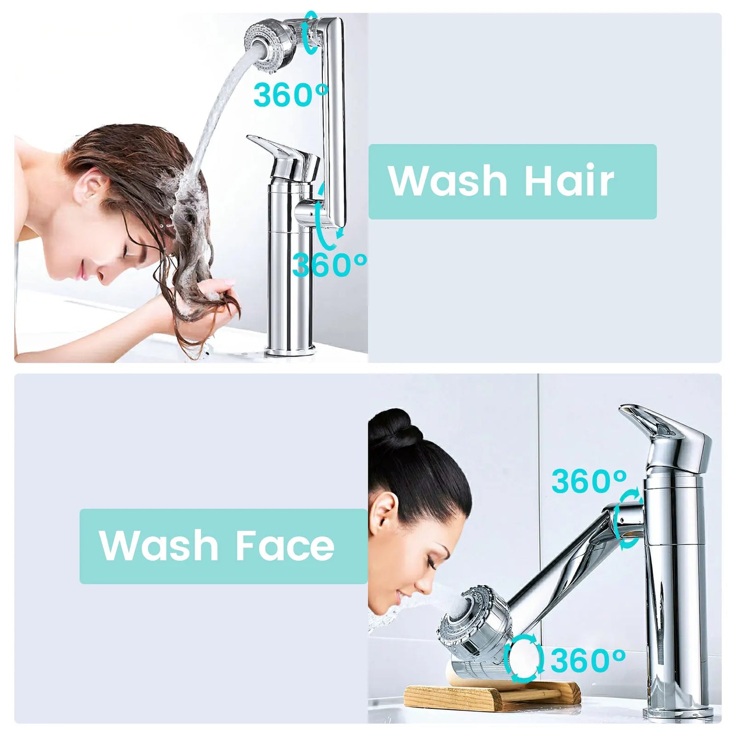 Stainless Steel 1080° Swivel Faucet | Kitchen & Bathroom Mixer Tap