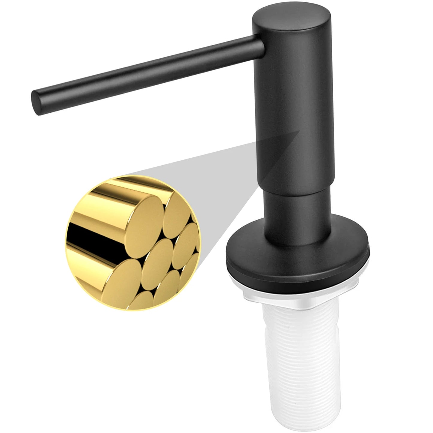 Samodra Black Built-In Soap Dispenser | Brass Pump & 500ml Bottle