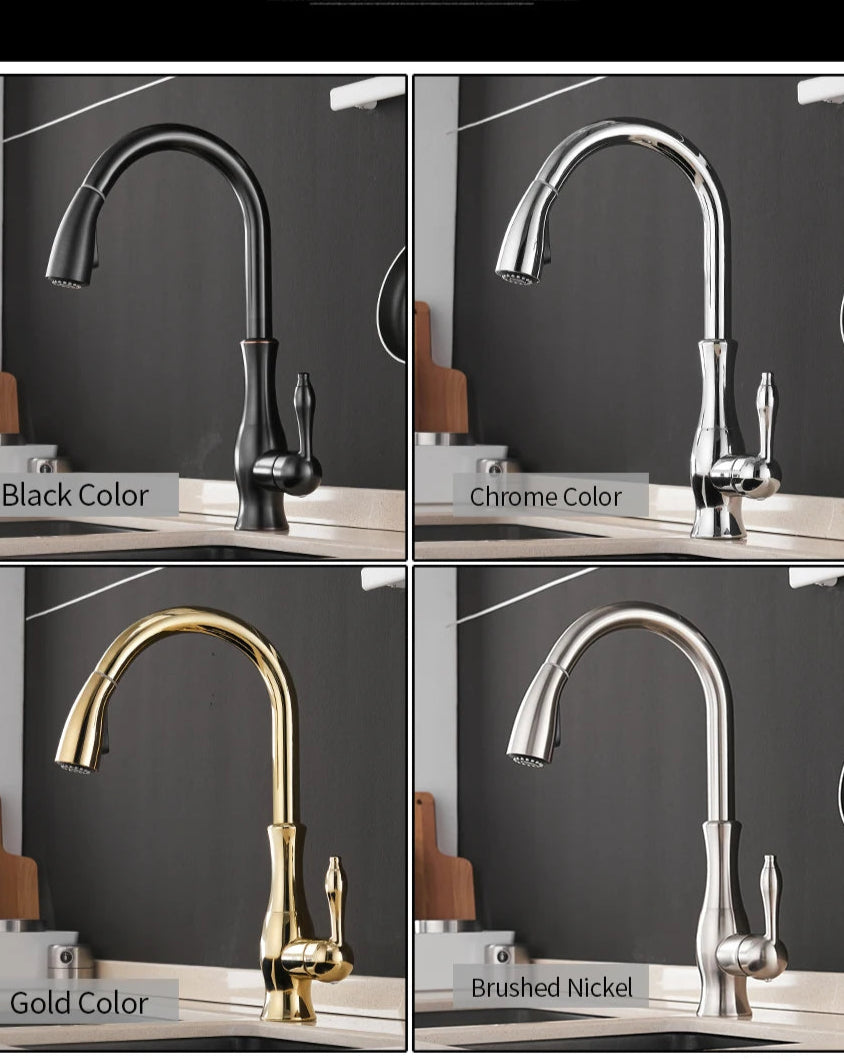 Gold Kitchen Faucets Silver Single Handle Pull Out Kitchen Tap Single Hole Handle Swivel Degree Water Mixer Tap Mixer Tap 866011