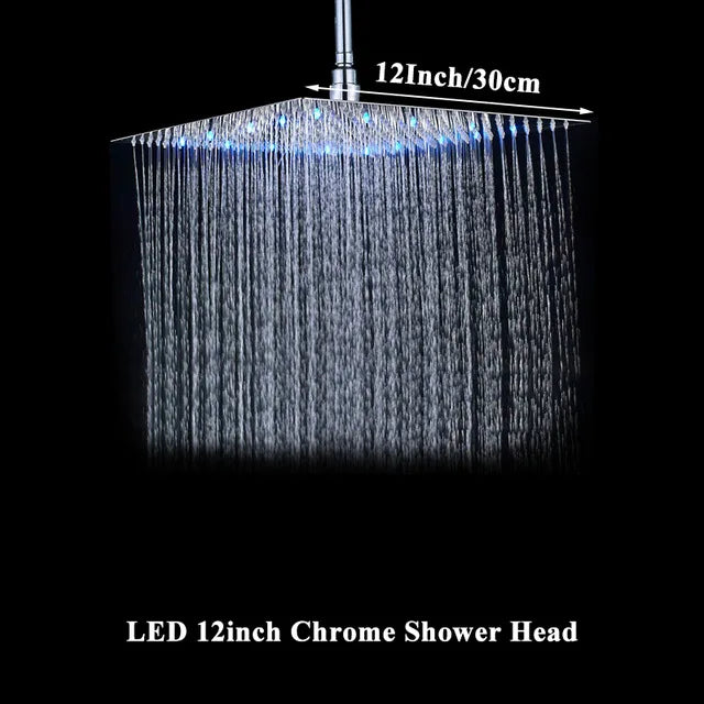 16" LED Rainfall Shower Head – Ultra-Thin Square Brass Bathroom Fixture