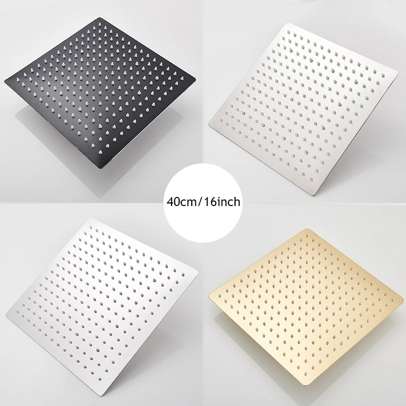 16 Inch Luxury Ultrathin Rainfall Shower Head – Stainless Steel Chrome/Nickel