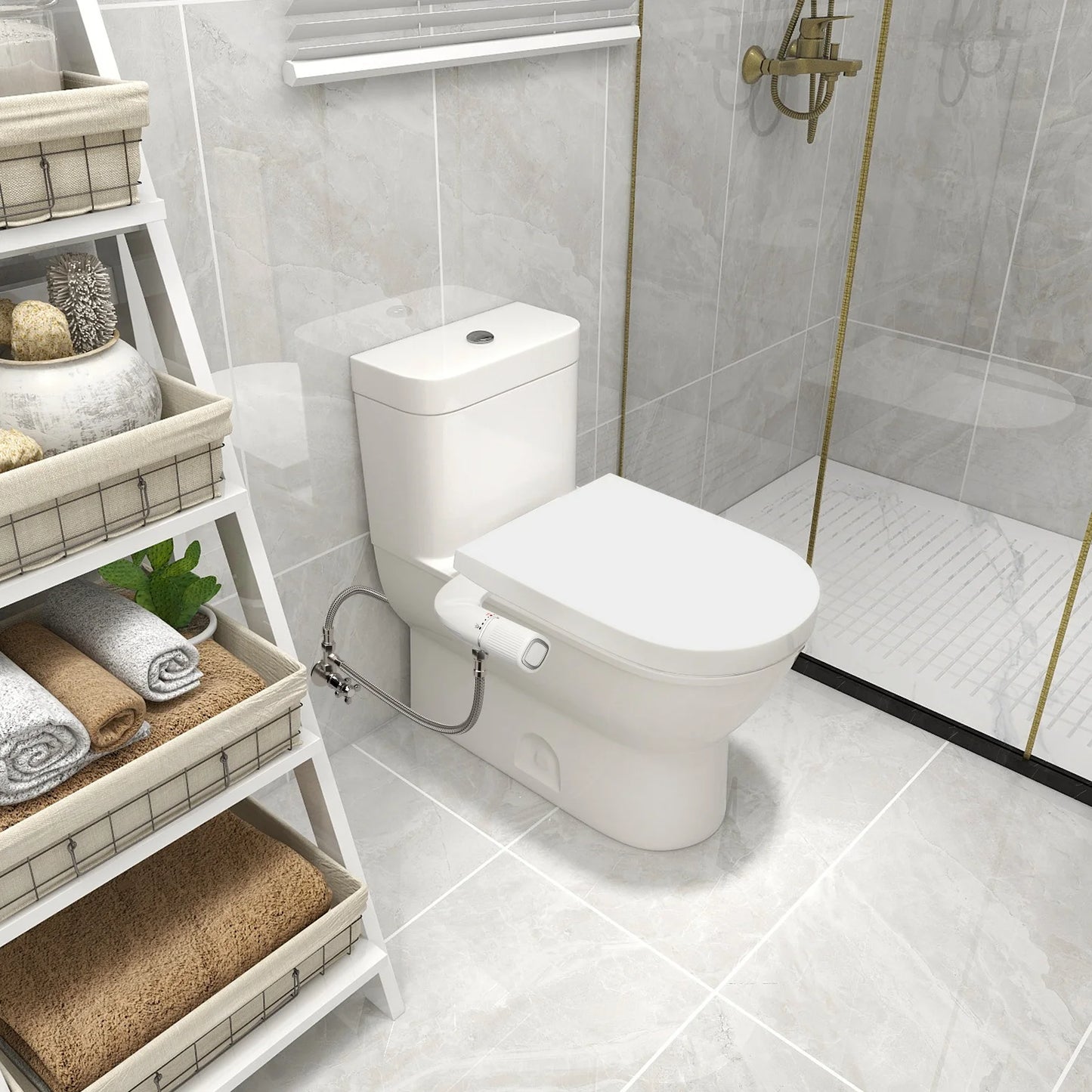 Samodra Dual-Nozzle Non-Electric Toilet Bidet Attachment (Brass Inlet)