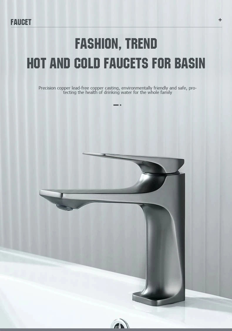 Bathroom Sink Faucet – Brass Single Handle Deck-Mounted Hot & Cold Mixer Tap