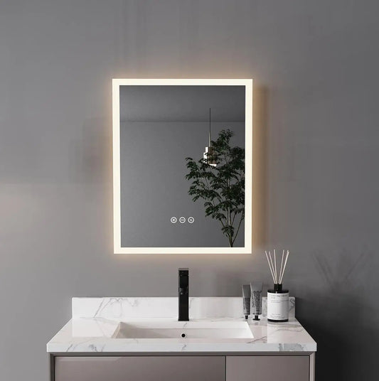 Vanity LED Bathroom Mirror – 16×20” Dimmable Illuminated Anti-Fog Wall Mirror with Touch Control