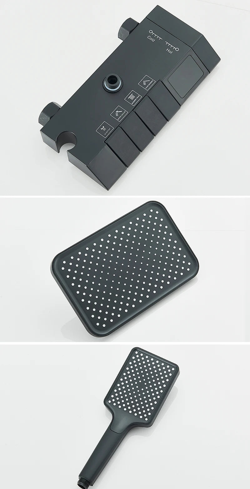 Rozin Black Digital Shower Faucet Set | Smart Rainfall System
