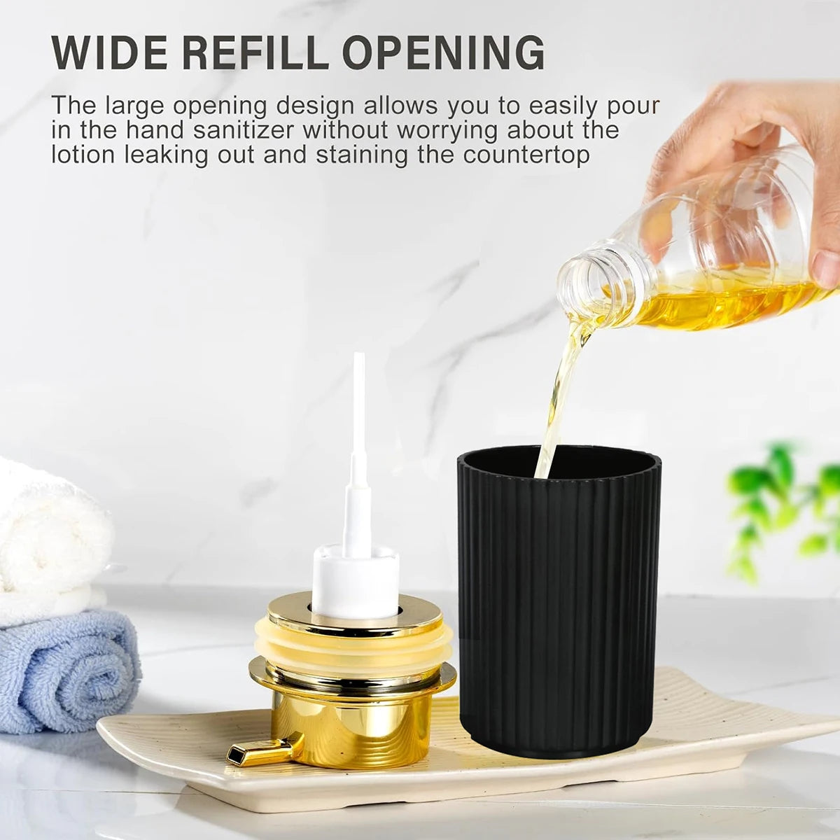 Black Foaming Hand Soap Dispenser – Refillable Pump Bottle for Bathroom or Kitchen