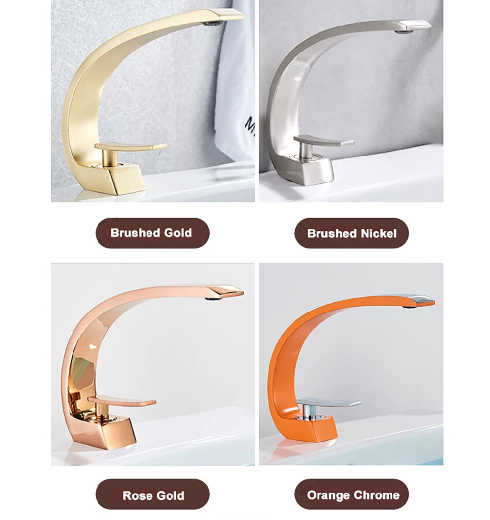 Polished Golden Bathroom Faucet Single Handle Hot Cold Mixier Tap Vanity Sink Faucet Deck Mount Crane