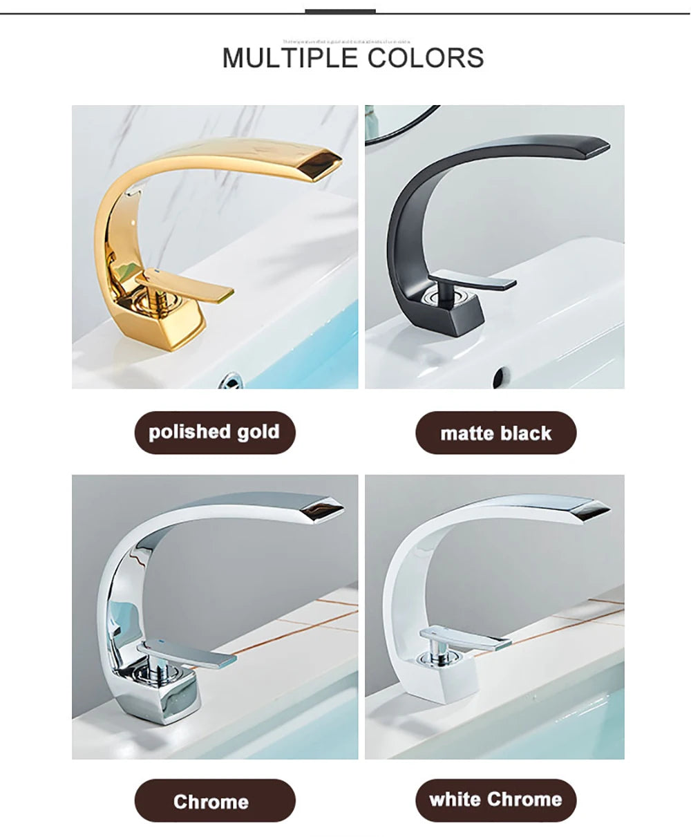 Polished Golden Bathroom Faucet Single Handle Hot Cold Mixier Tap Vanity Sink Faucet Deck Mount Crane