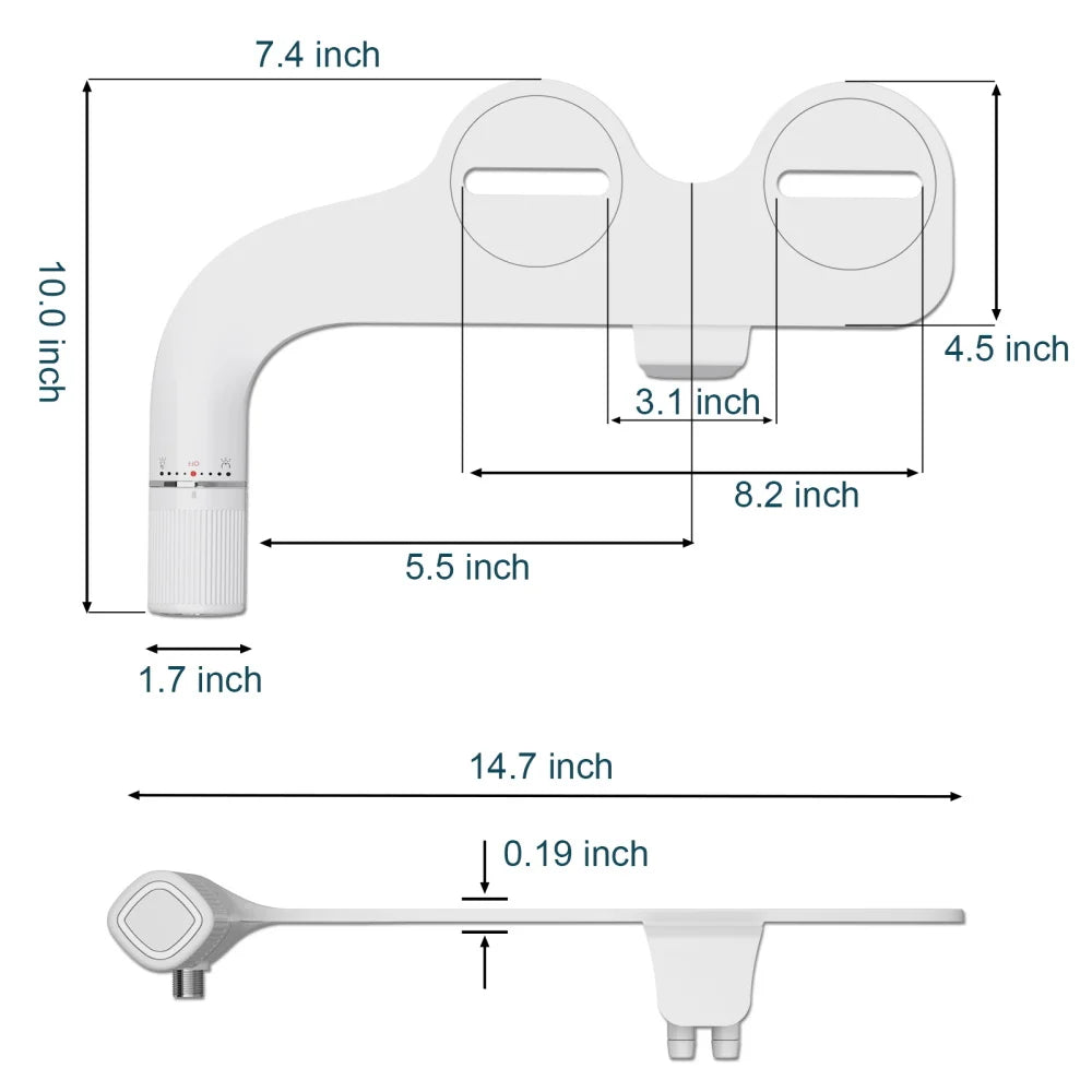 Samodra Dual-Nozzle Non-Electric Toilet Bidet Attachment (Brass Inlet)