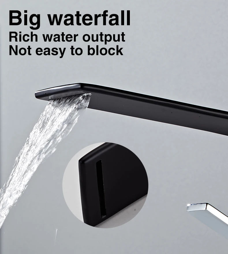Modern Waterfall Bathroom Basin Faucet – Hot & Cold Mixer Tap, Deck Mounted