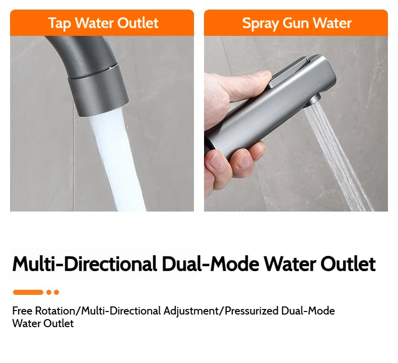 Wall-Mounted Brass Bathtub Faucet with Long Spout and Spray Gun – Hot & Cold Mixer Tap