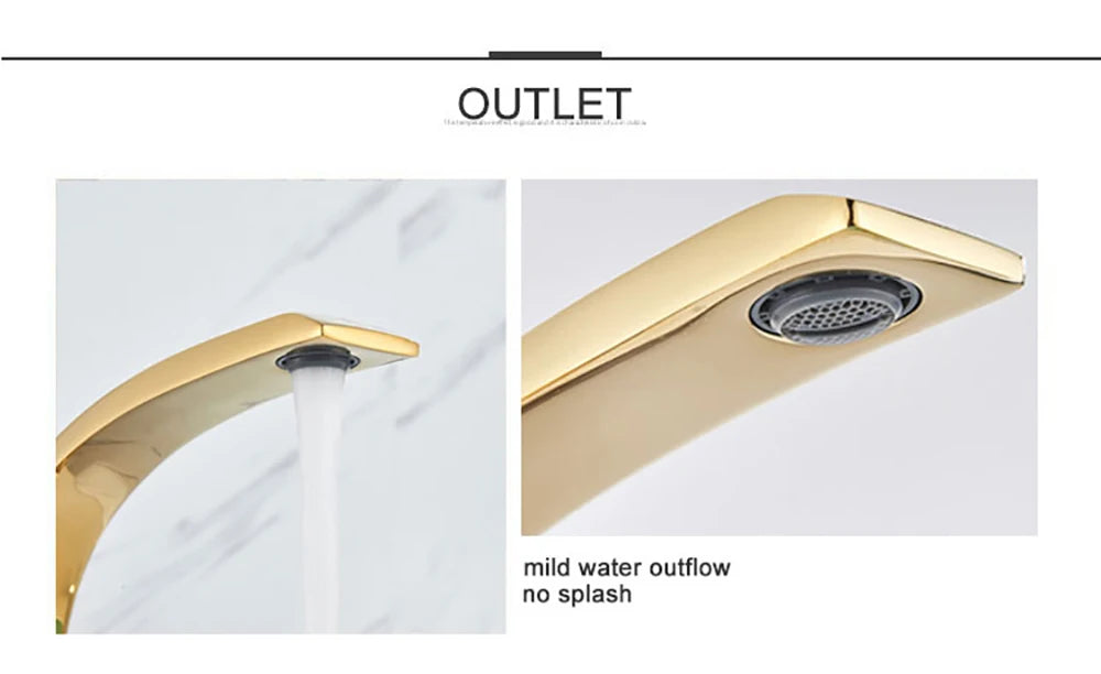 Polished Golden Bathroom Faucet Single Handle Hot Cold Mixier Tap Vanity Sink Faucet Deck Mount Crane