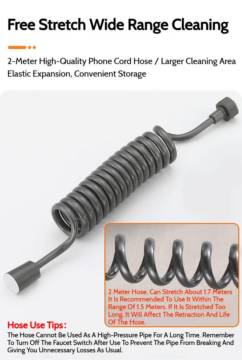 Wall-Mounted Brass Bathtub Faucet with Long Spout and Spray Gun – Hot & Cold Mixer Tap