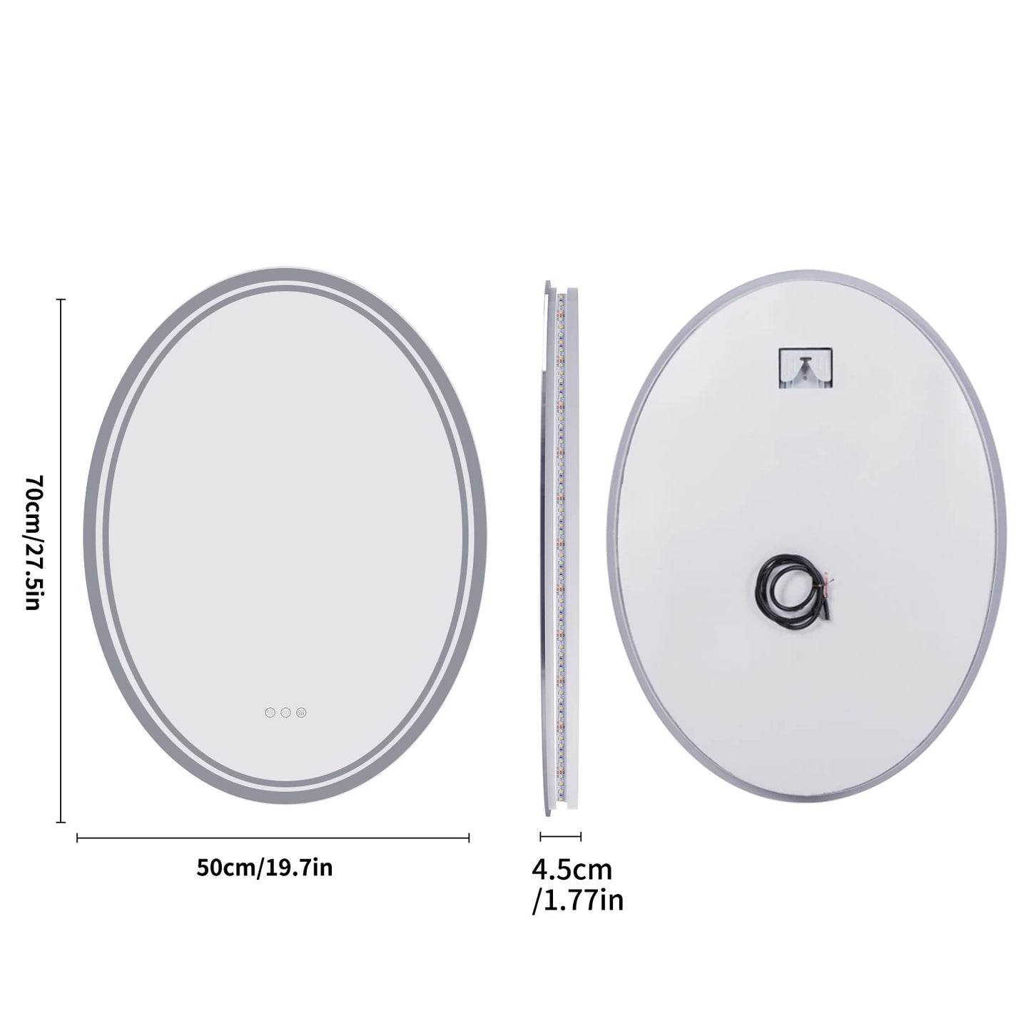 28" / 32" Oval LED Bathroom Mirror – Dimmable Backlit Anti-Fog Lighted Vanity Mirror with Touch Sensor