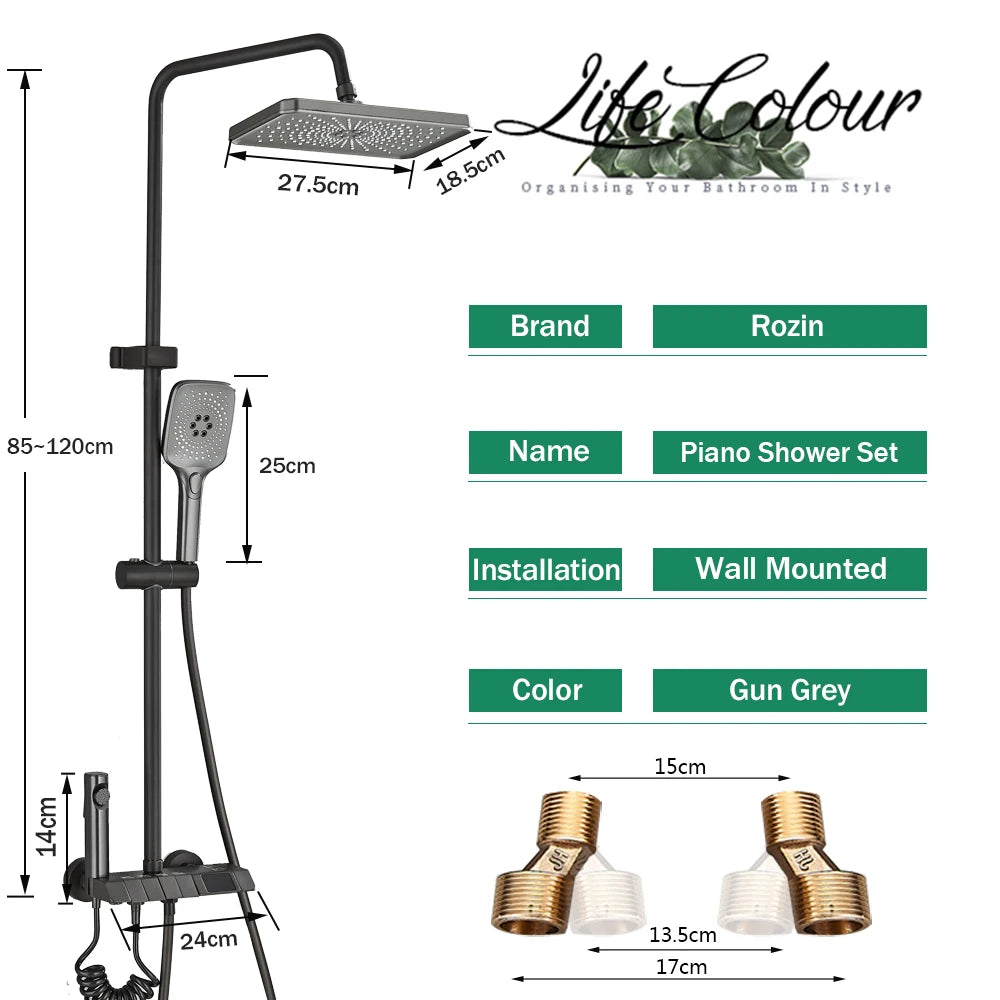 Rozin Black Digital Shower Faucet Set | Smart Rainfall System