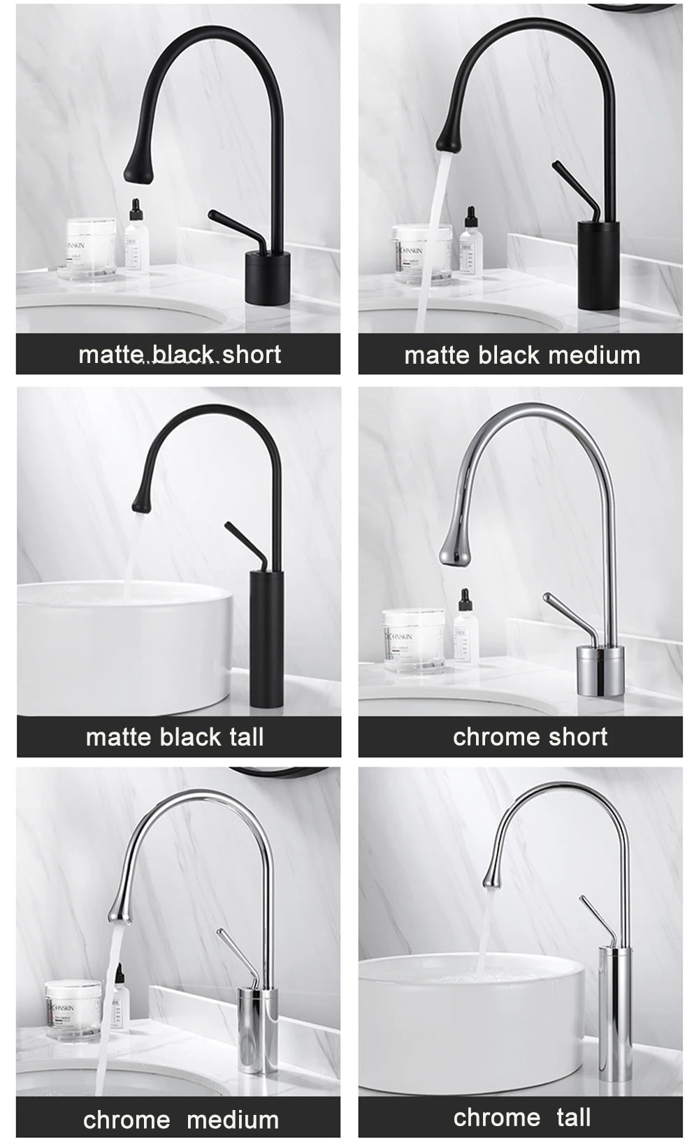 Brushed Gold Basin Faucet Black Faucet Deck Mounted Basin Sink Tap Hot & Cold Mixer Brass Tap for Bathroom