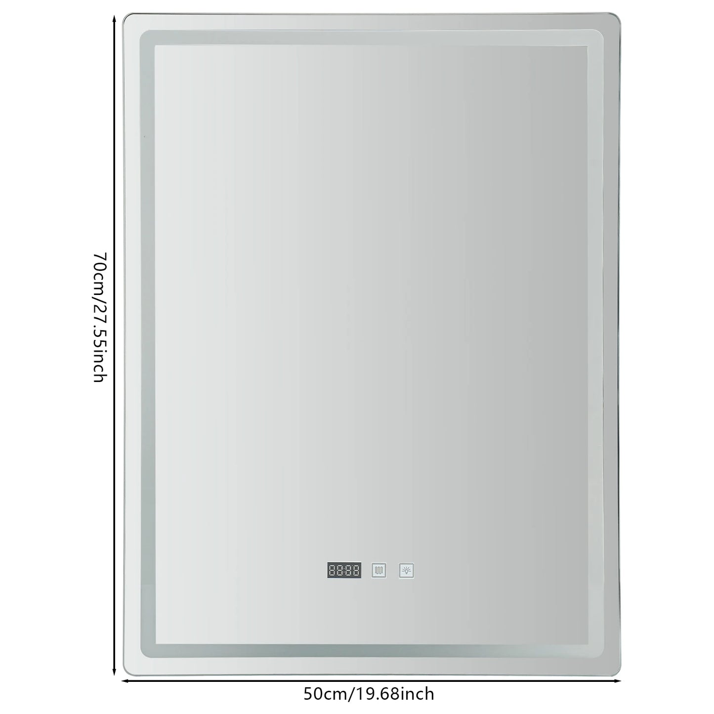 Smart LED Bathroom Mirror – Dimmable Light, Anti-Fog, Time & Temperature Display