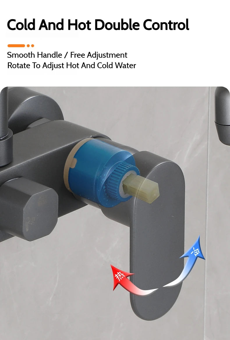 Wall-Mounted Brass Bathtub Faucet with Long Spout and Spray Gun – Hot & Cold Mixer Tap